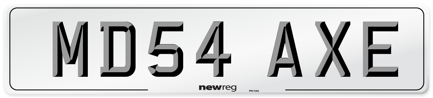 MD54 AXE Number Plate from New Reg
